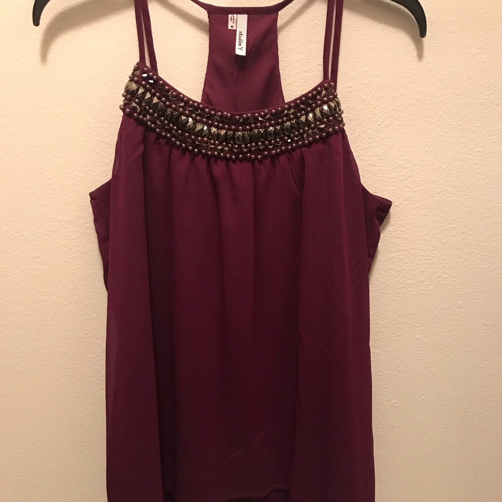 Maroon beaded top- StudioY